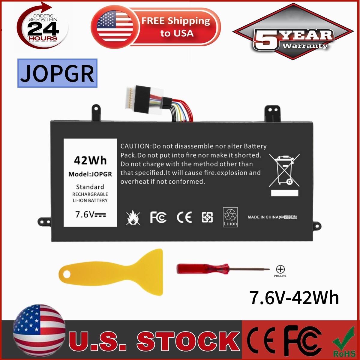 ✅J0PGR Battery For Dell Latitude 5285 5290 E5285 2-in-1 T17G JOPGR RDYCT 1WND8