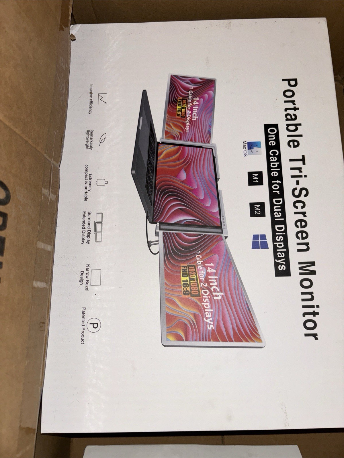 Anyuse Portable Tri-Screen for Laptop 14 Inch 1080P USB-C