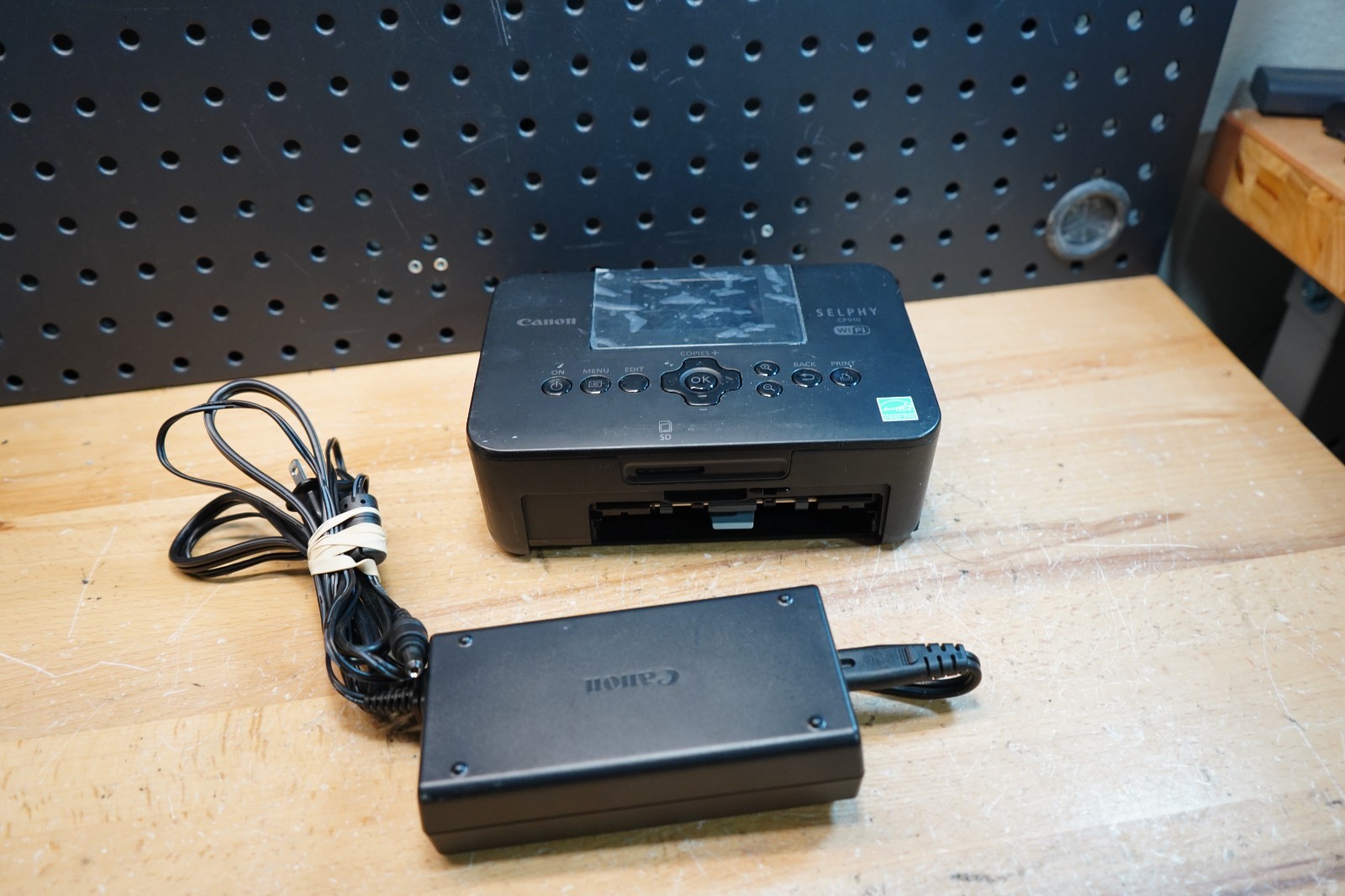 (J) Canon SELPHY CP910 Compact Photo Printer Black Wi-Fi with Power Adapter
