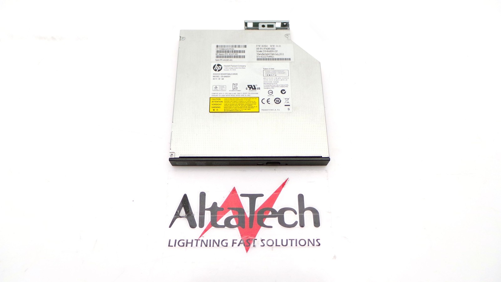 HP 12.7mm Slimline SATA 8x DVD+R/RW Disk Drive 652295-001 JB Jack Black - Tested