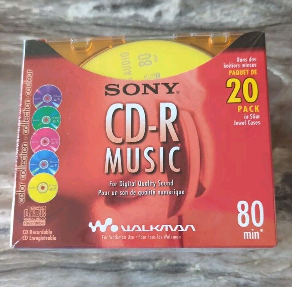 Sony CD-R Music 80 Min 20 Pack in Slim Jewel Cases 20CRM80LX2 - New Sealed