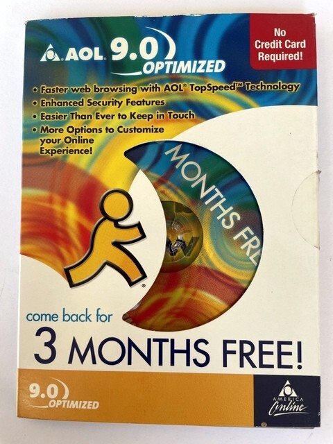 Vintage AOL 9.0 Optimized Three Months Free Trial CD Orginal Sealed Case👀