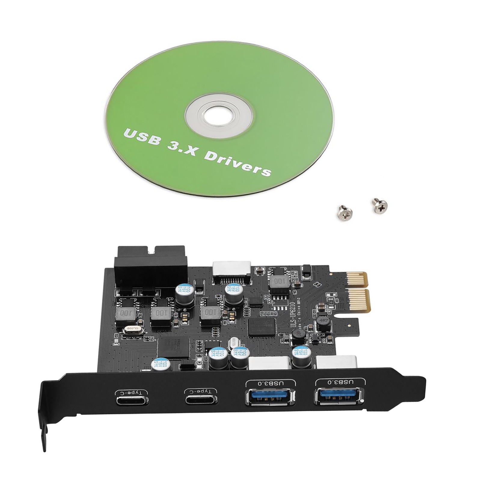 Plug-N-Play USB 3.0 PCIe 3.0/2.0 Expansion Card 5Gbps Speed 2xUSB-C 2xUSB-A Port