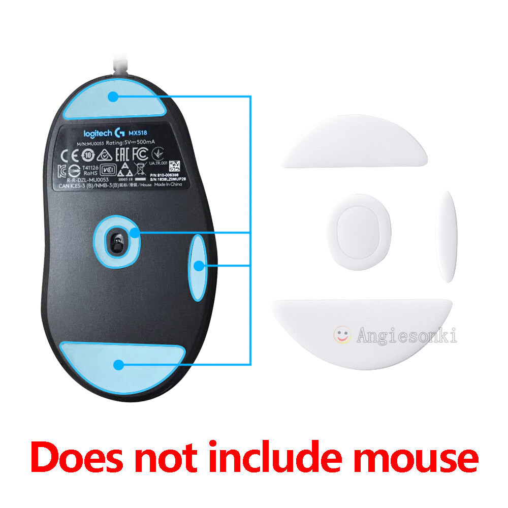 2 Sets Rounded Curved Edges Mouse Feet Skates for Logitech G400 G400S MX518 mice