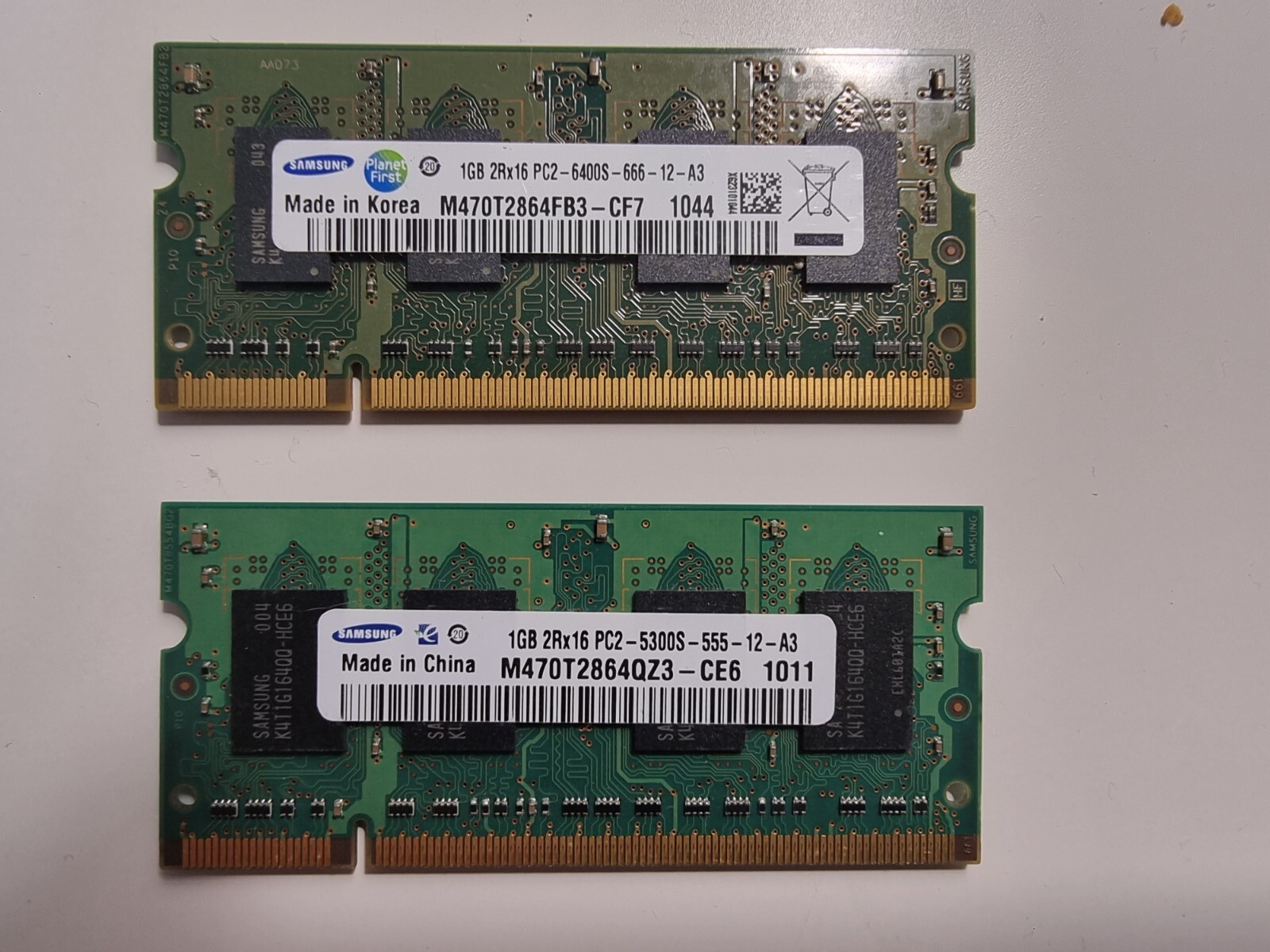  Used good condition memory 1gb 1+1 pcs samsung 