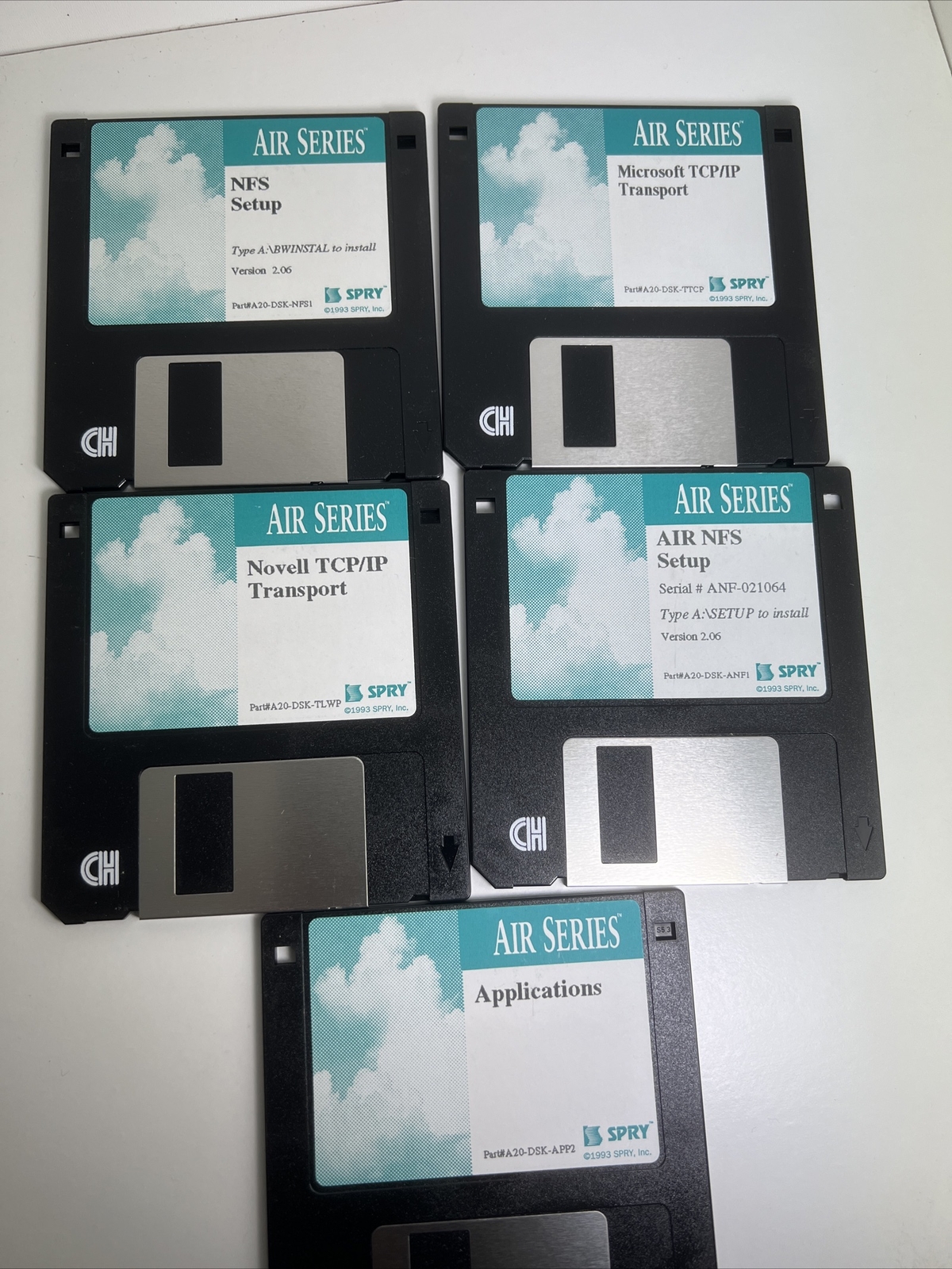 Lot of 5 AIR SERIES®AIR Setup Floppy Diskettes , 1993, Vintage