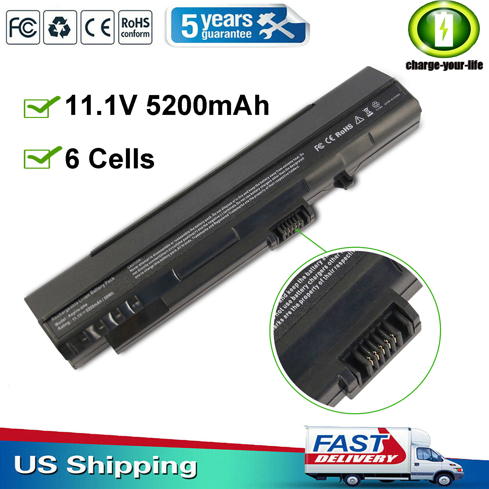 UM08A31 UM08A51 Battery for ACER ASPIRE ONE ZG5 571 A110 A150 D150 D250 P531h