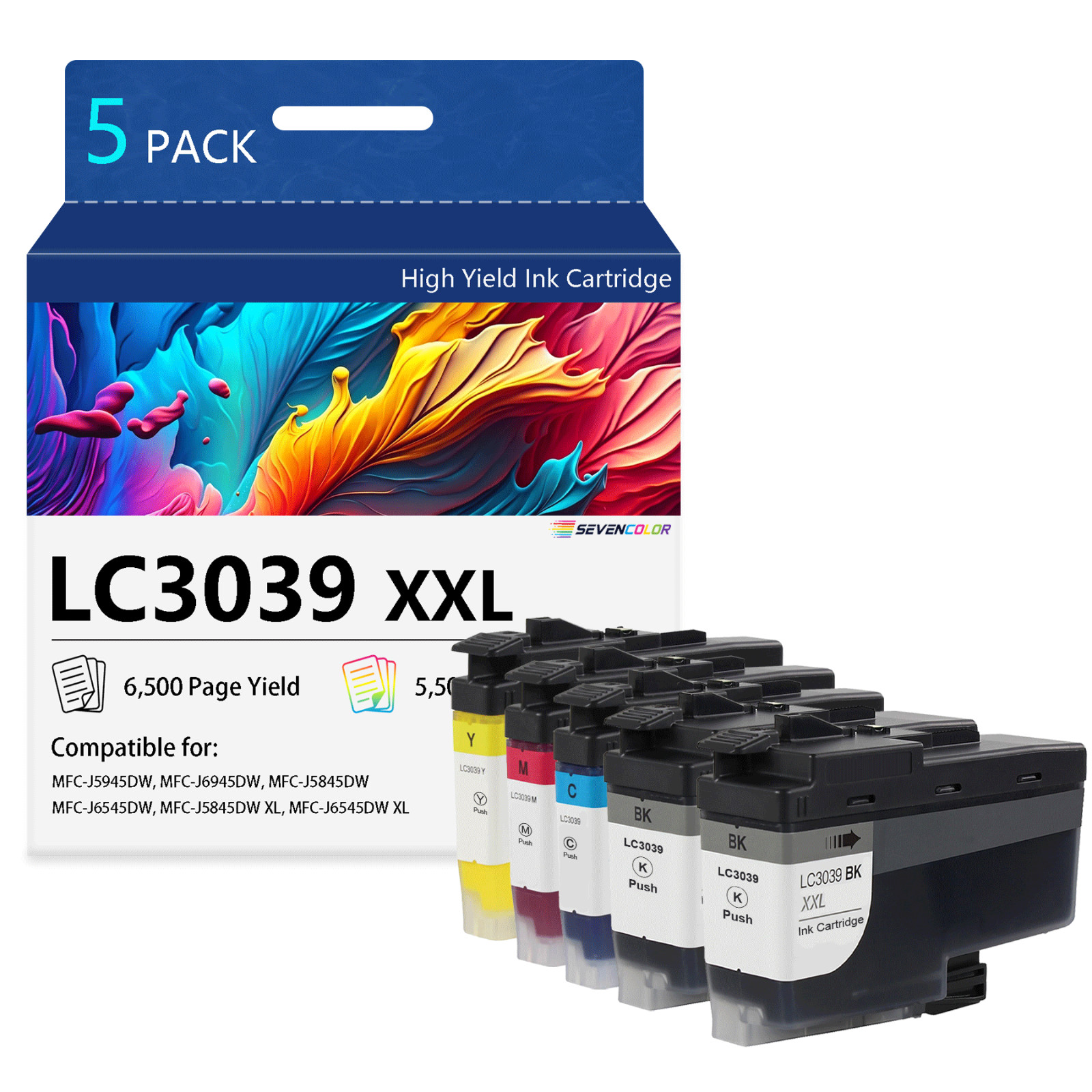 LC3039 LC3037 XXL Ink Cartridges Ultra High-Yield Replacement for Brother(5Pack)