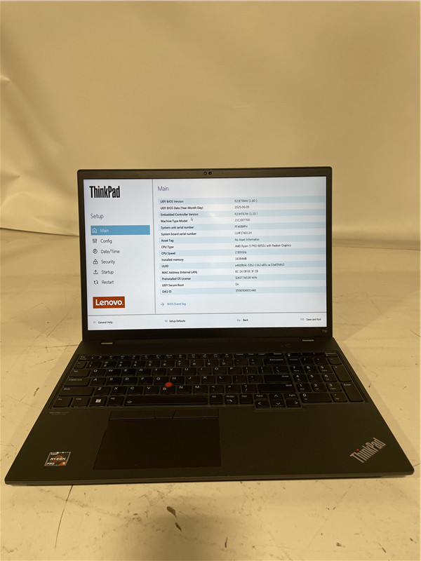 Lenovo ThinkPad T16 Laptop Ryzen 5 PRO 2.9GHz 16GB DDR4 No SSD No OS Grade C