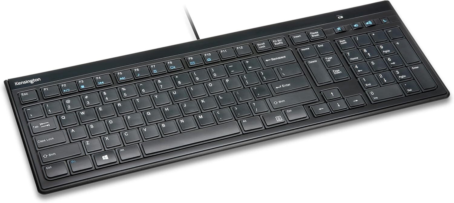 Slim Black Usb Keyboard With Scissor Keys Numeric Keypad Media Controls