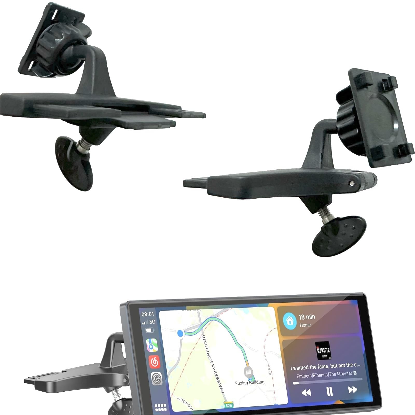 EXTOMUXE CD Slot Mount for CarPlay Screen [Upgarded], Portable, Black 