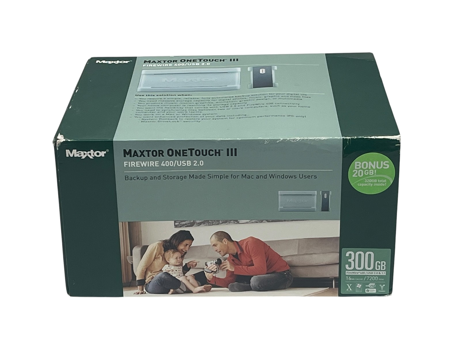 Maxtor OneTouch III 300GB External Hard Drive FireWire 400/USB 2.0 NEW