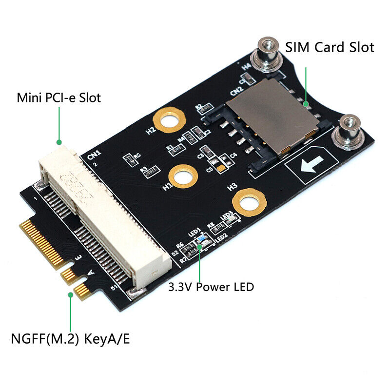 Mini PCI-E to M.2(NGFF ) key AE Adapter With SIM card Slot