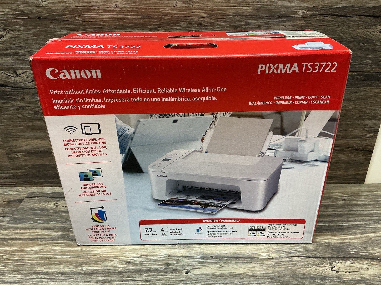 Canon 6671C052 PIXMA TS3722 Wireless All-In-One Printer, White