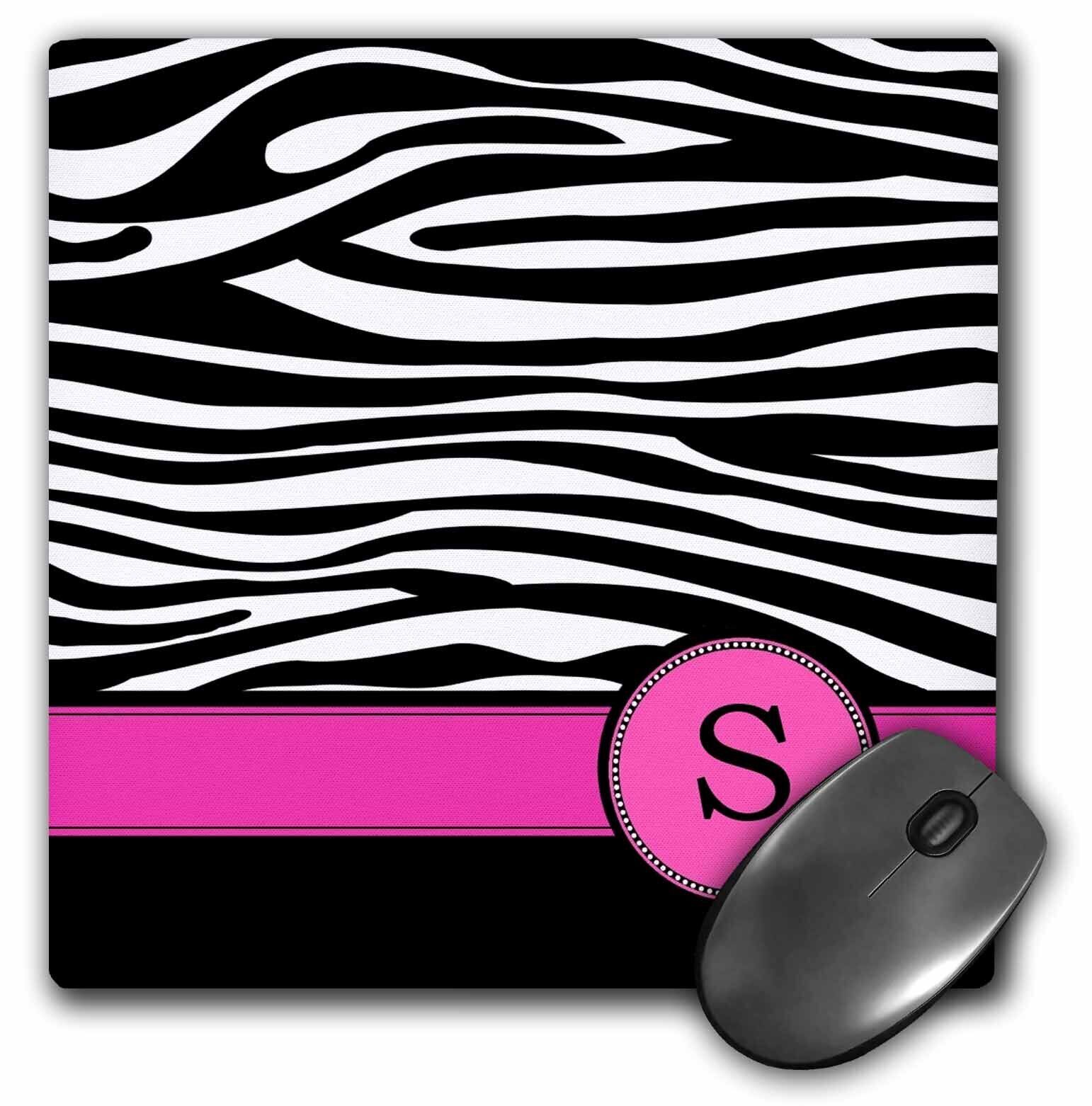 3dRose Letter S monogrammed black and white zebra stripes animal print with hot