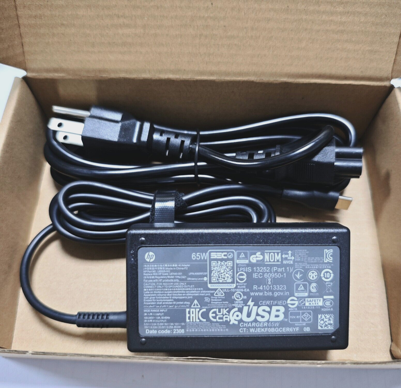 OEM HP 65W USB-C Type-C AC Charger EliteBook X360 G2 G3 G4 L65505-002 L67440-001