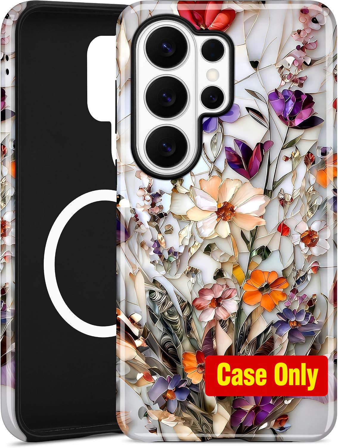 Case for Samsung Galaxy S25 FE - Magnetic Flower Design, Yellow Color