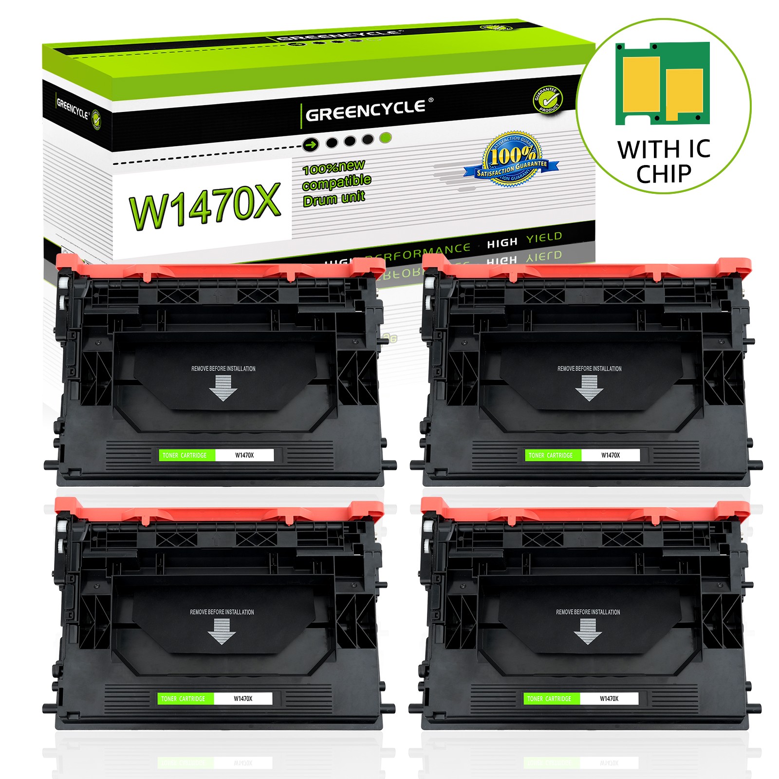 4x W1470X Toner Cartridge with Chip for 147X HP LaserJet M612dn MFP M635h M636fh