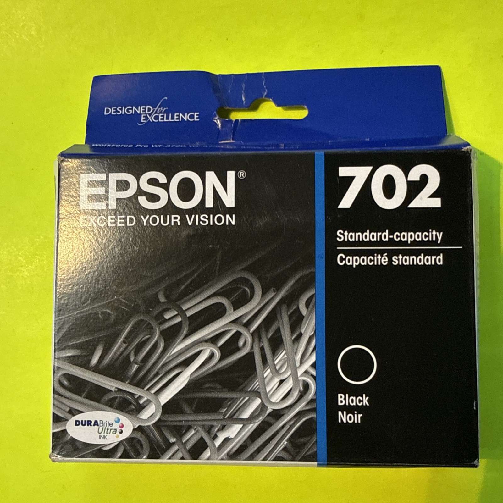 Genuine Epson 702 Black Ink Cartridge T702120 Standard Capacity New 