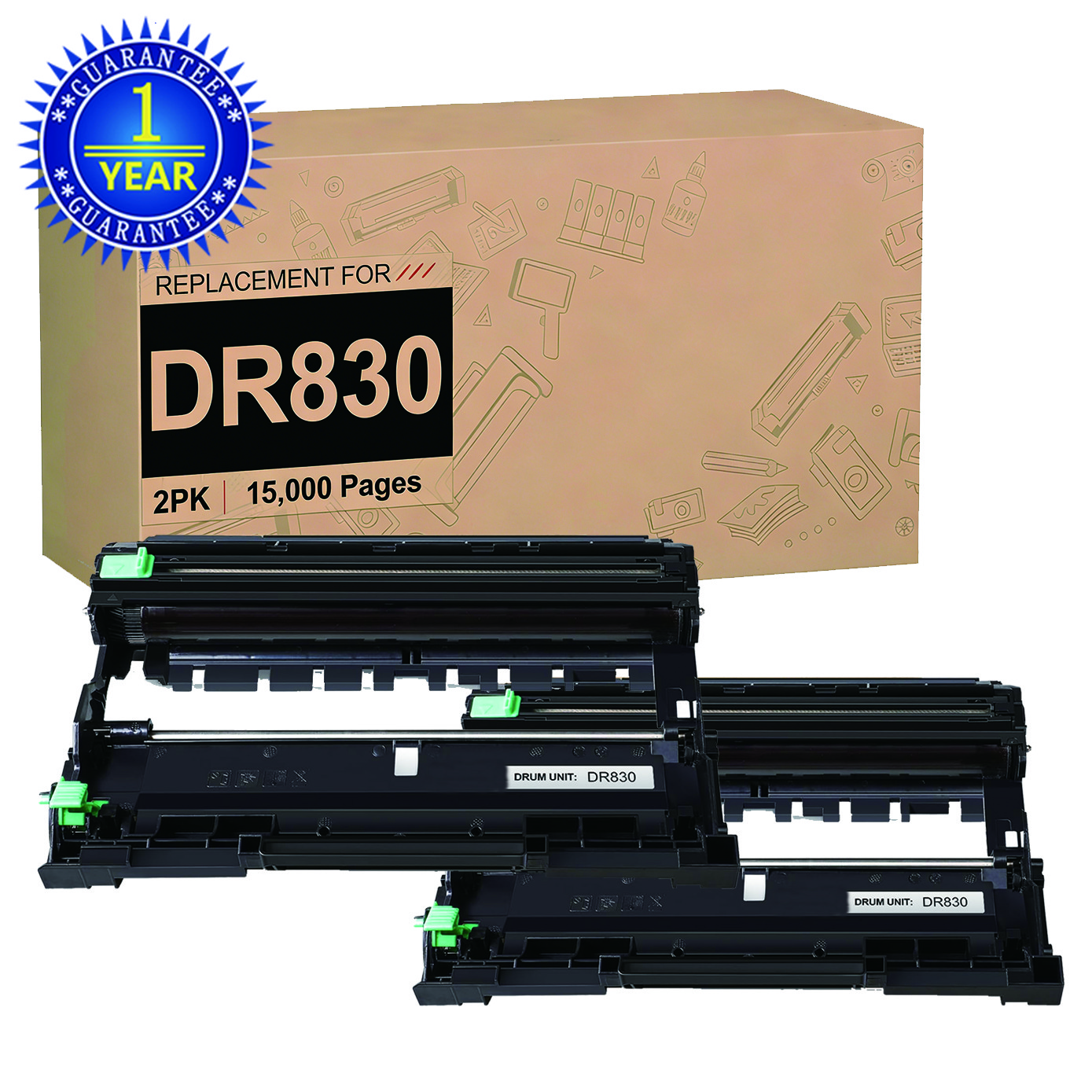 2PK DR830 DR-830 Drum Unit Compatible Brother HL-L2405W DCP-L2640DW MFC-L2760