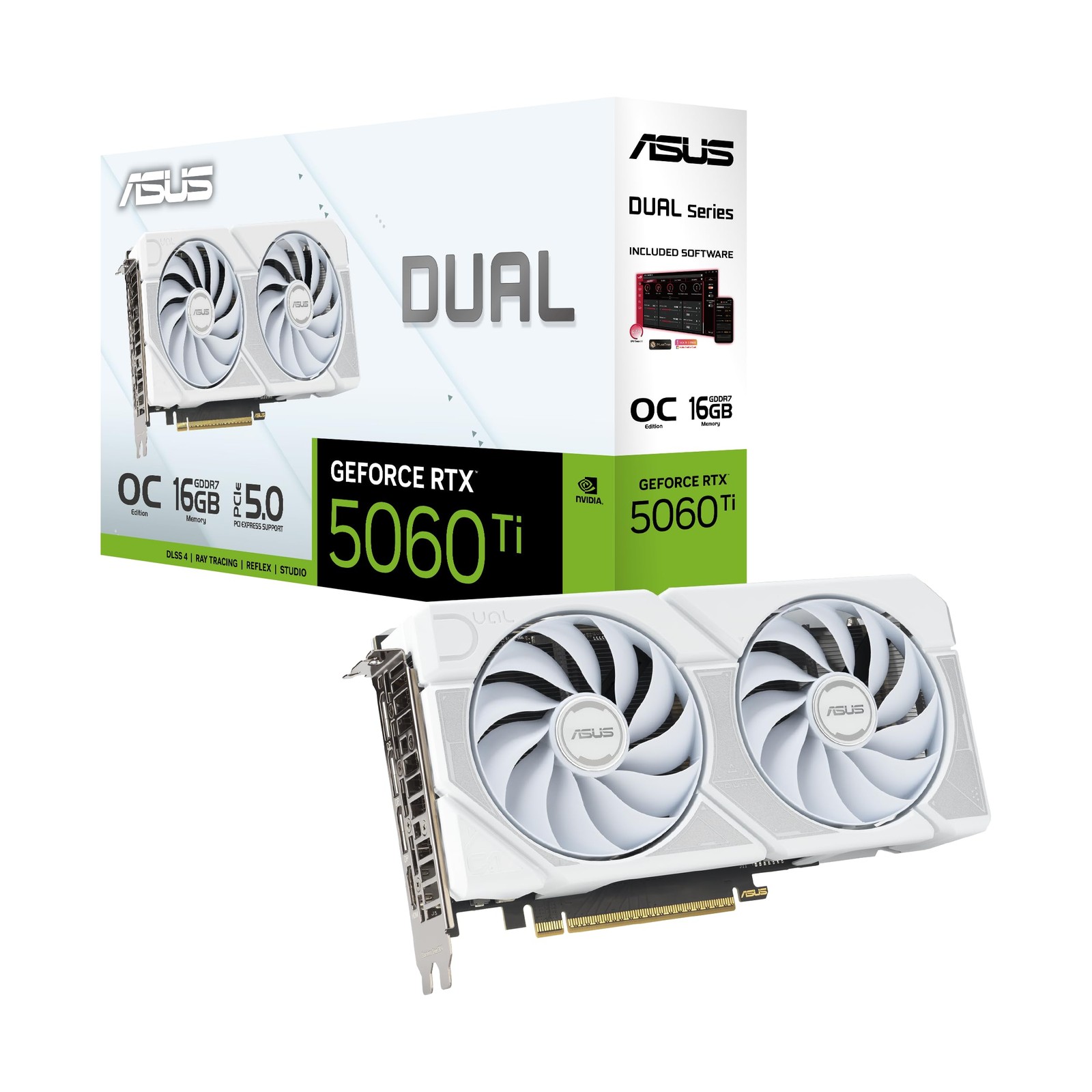 ASUS Dual GeForce RTX 5060 Ti 16GB DUAL-RTX5060TI-O16G-WHITE Graphics Card
