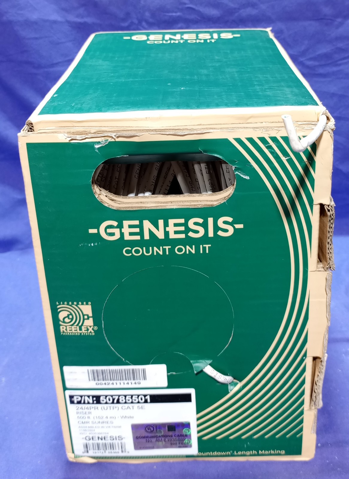 Genesis 50785501  24/4PR  Cat 5E 500' White