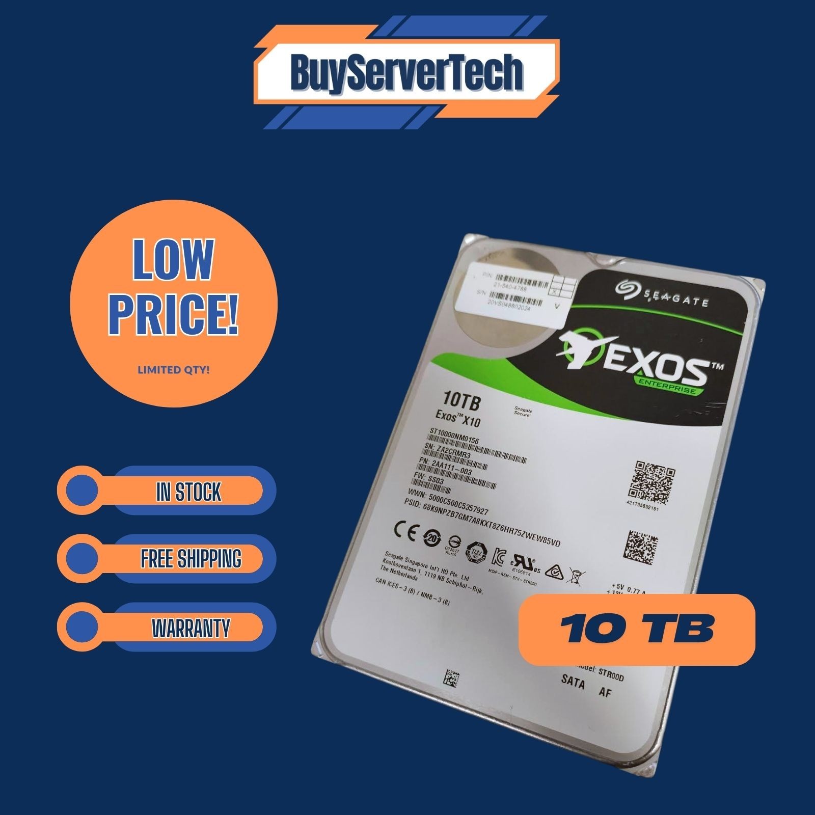 Seagate Exos X10 ST10000NM0156 10TB 3.5" SATA HDD