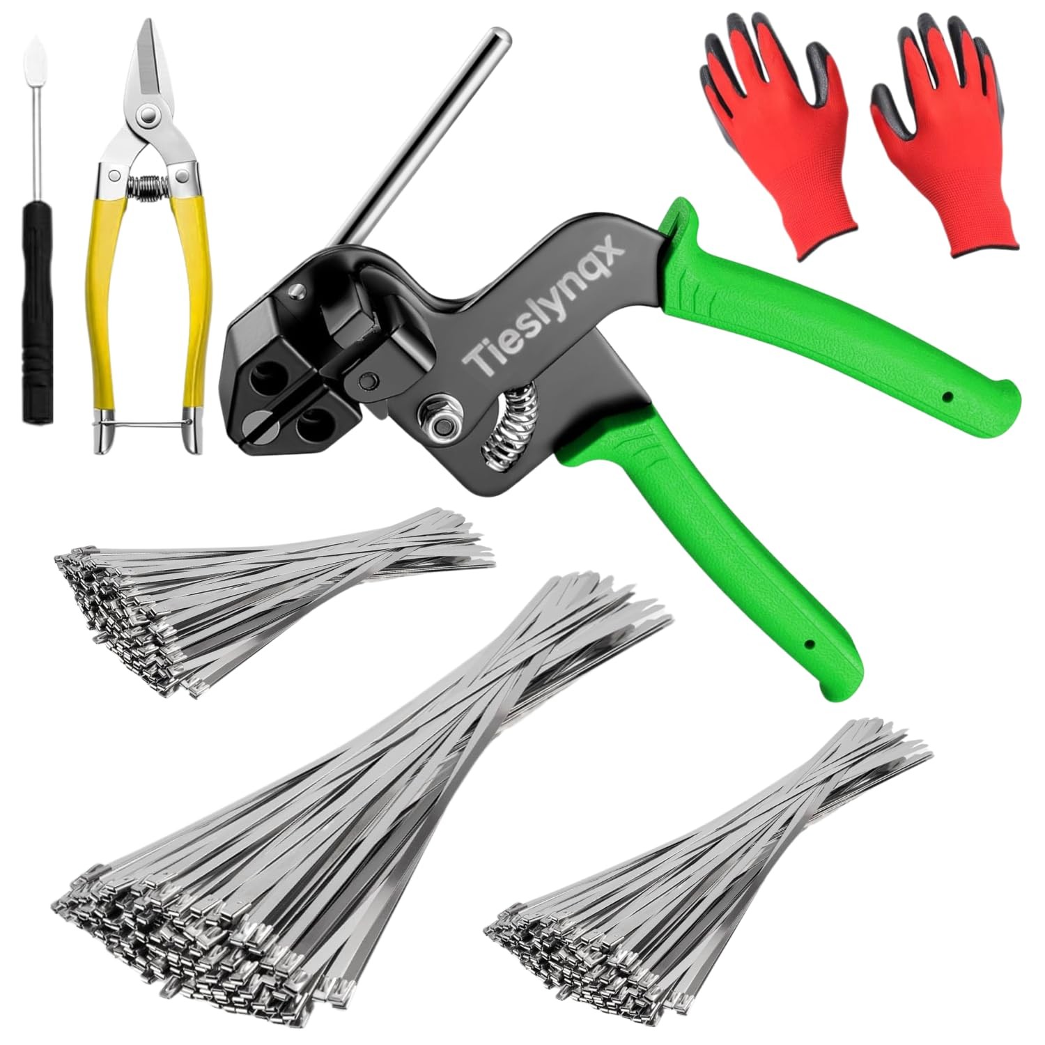 TiesLynqx Heavy Duty 304 Stainless Steel Cable Tie Gun Kit-150PCS Metal Zip