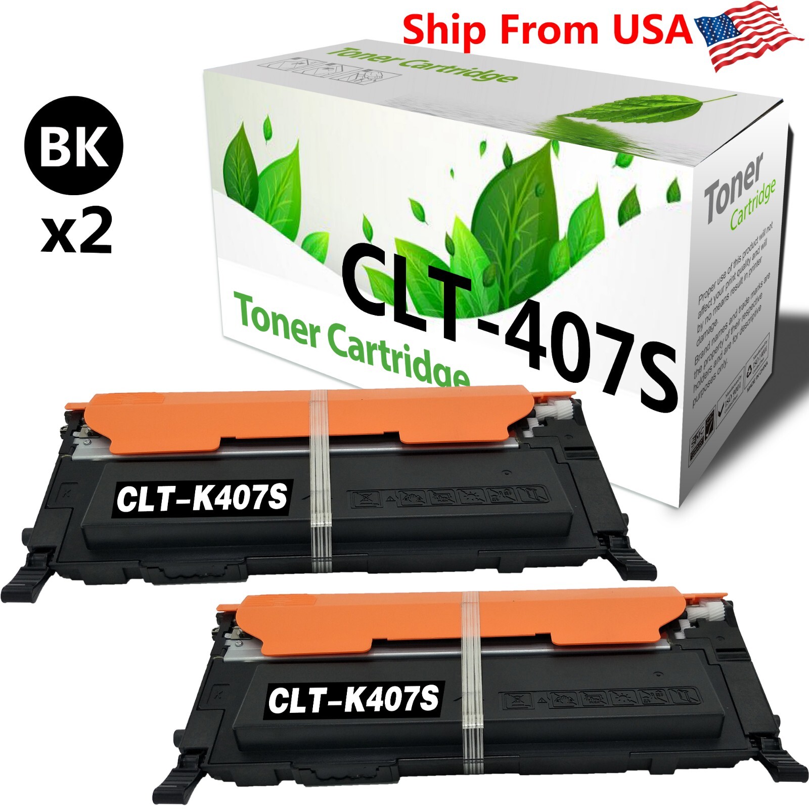 (2-Pack, Black) CLT-K407S Toner Cartridge clt407s for CLP 310 310N 315 Printer