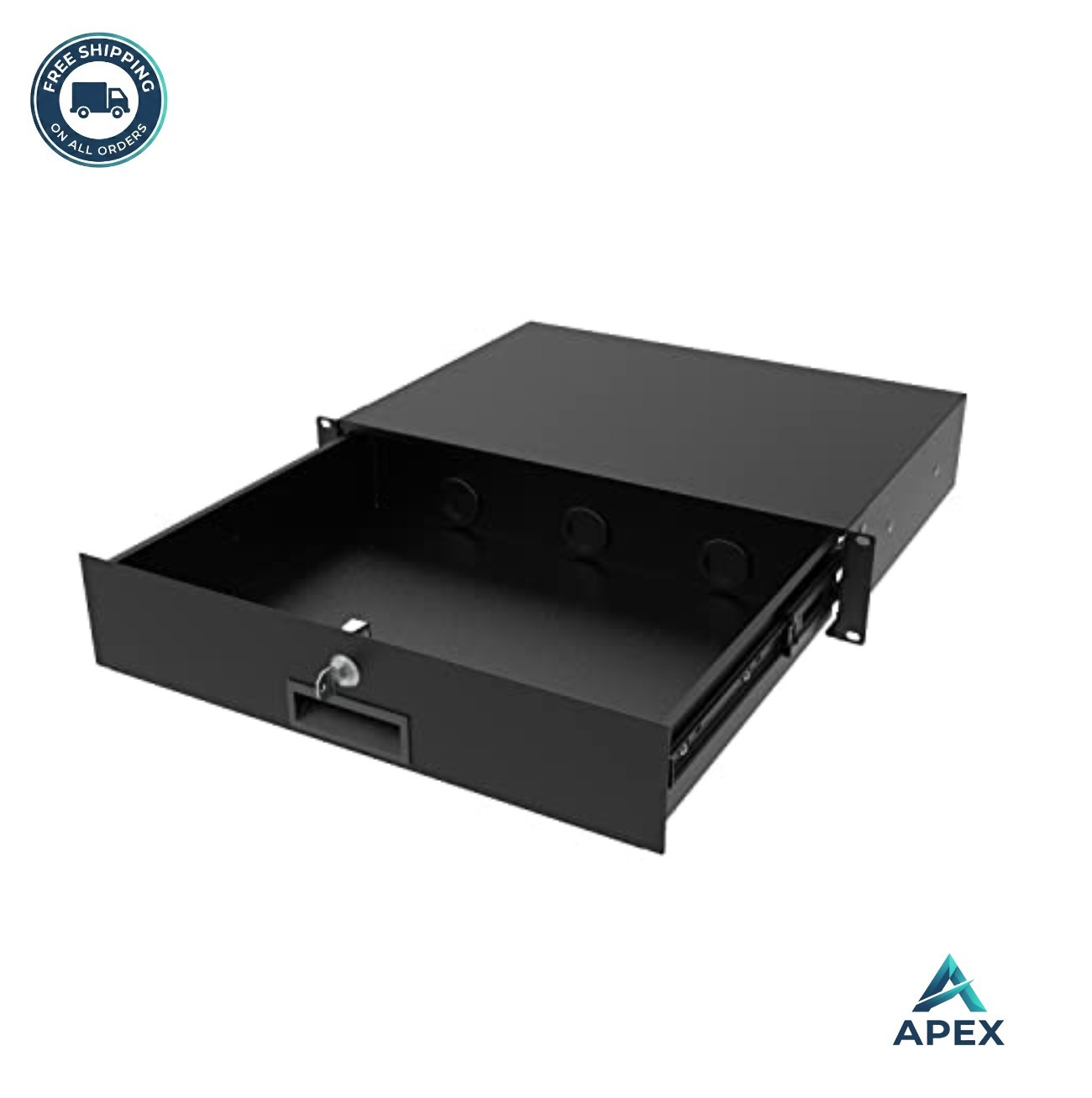 2U Server Rack Drawer 19 Inch Rackmount Lockable Steel Cabinet Organizer