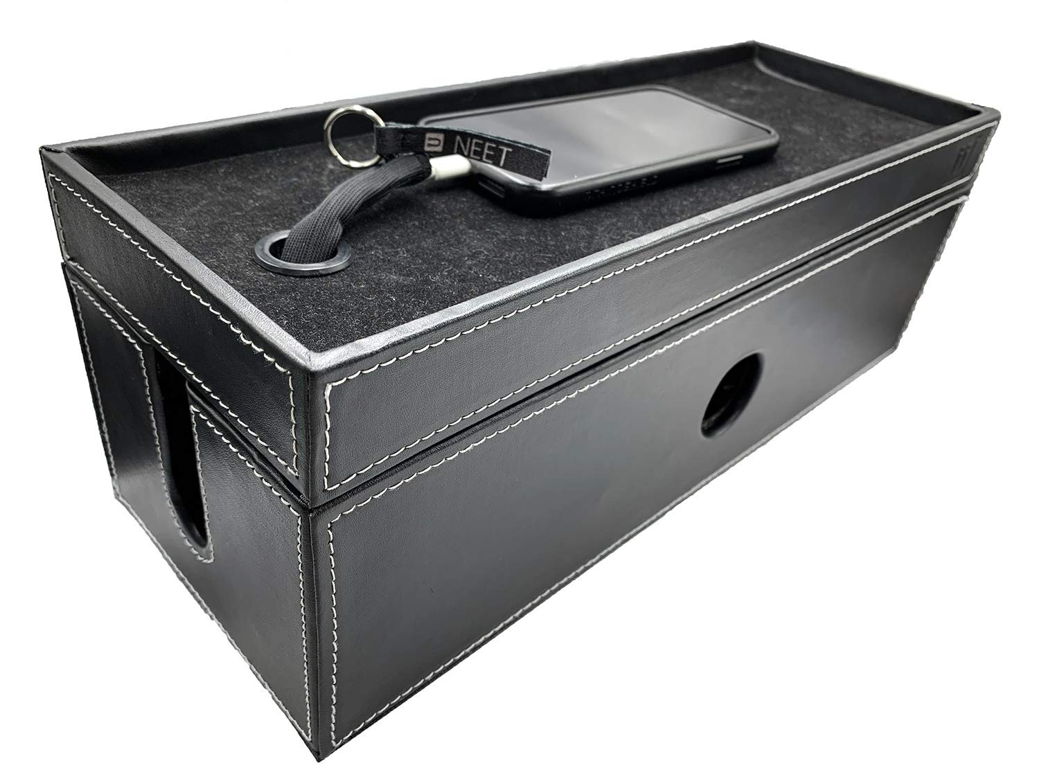 NEET Cable Management Box Large, Computer Cord Organizer, Hide and Box, Black