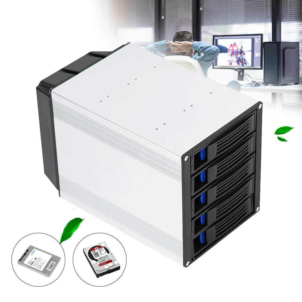 HDD Enclosure Hot Swap Cage 5-Bay 3 x 5.25" Drive Bays 5x SATA 3.5"/2.5"Sas HDD