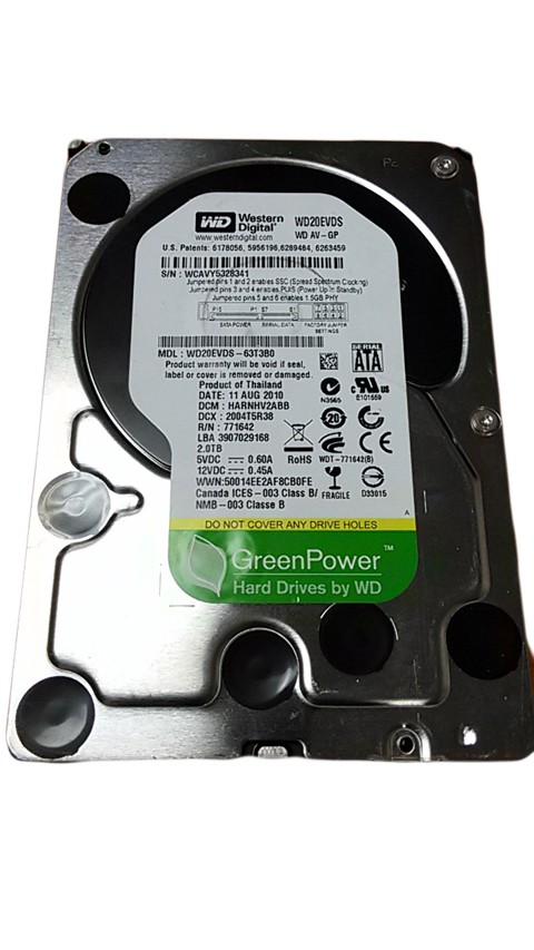 Lot of 2 Western Digital Green Power WD AV-GP WD20EVDS 2TB SATA II 3.5 in