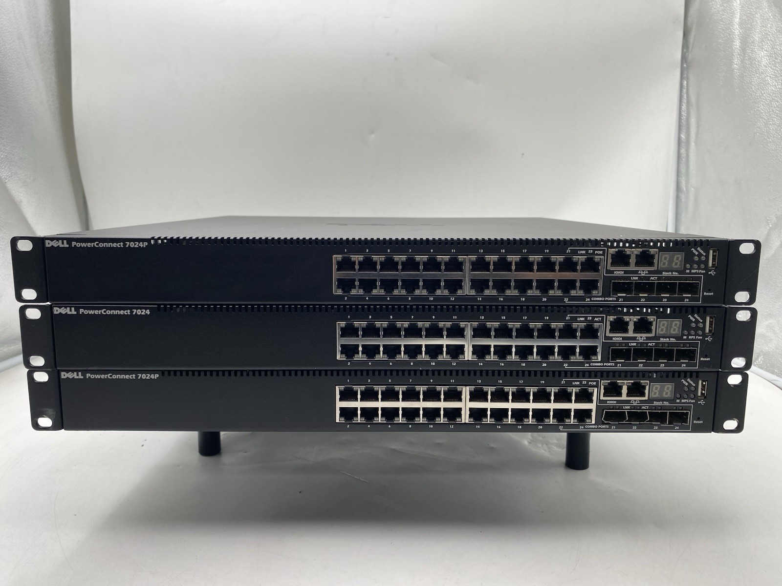 Lot of 3 Dell PowerConnect 7024P 24-Port Gigabit Network Switch