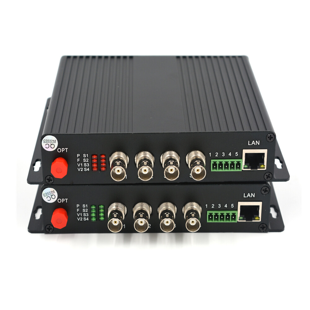 4 HD SDI Video/Audio/Ethernet over Fiber optic Media Converters singlemode FC