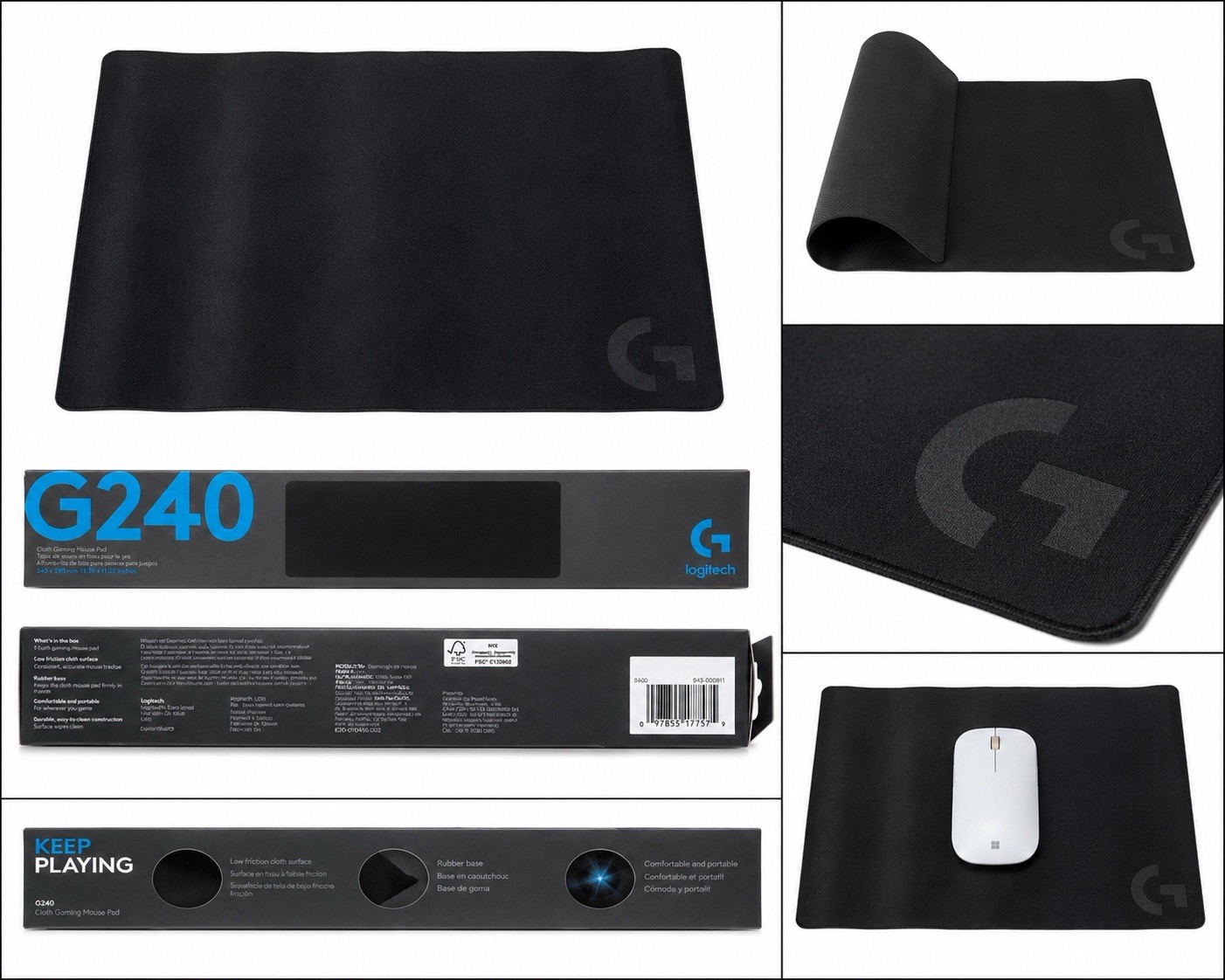 Logitech - G240 Cloth Gaming Mouse Pad with Rubber Base - Black