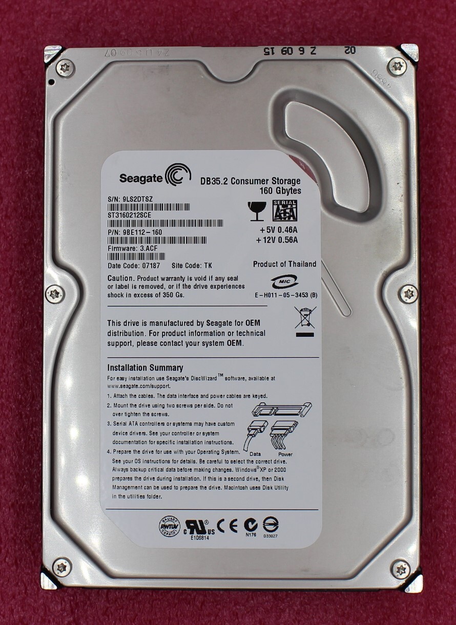 ST3160212SCE - Seagate 160GB 3.5 inch SATA Hard Drive
