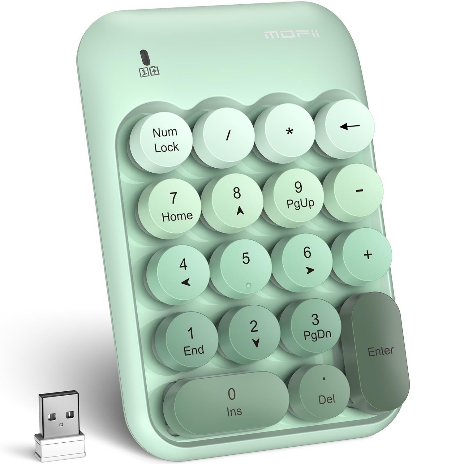 Green Gradient 2.4G Wireless Number Pad 18 Keys Numeric Keypad Numpad Laptop