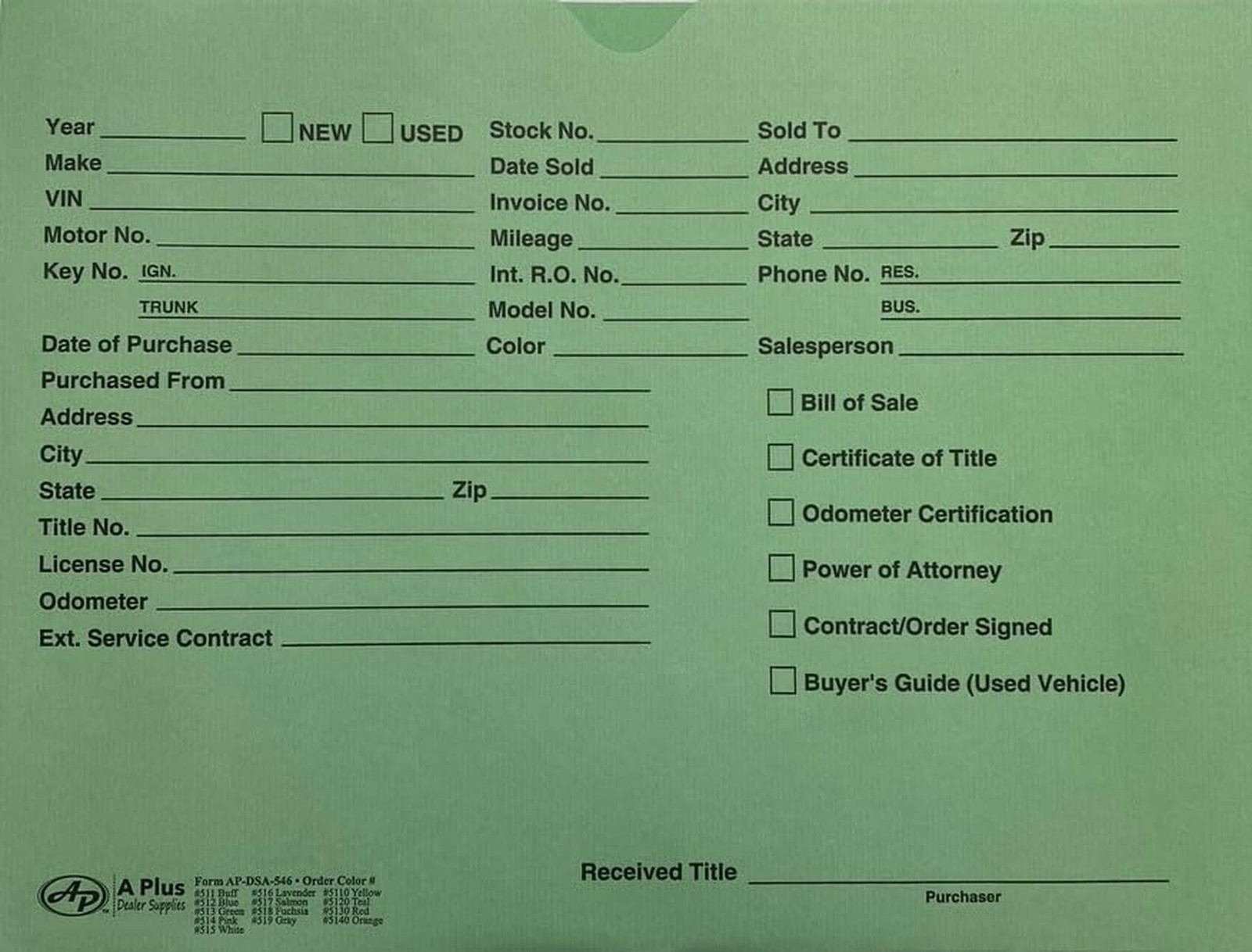A Plus Automotive Dealer Jackets Green DSA-546#513, 500 Quantity (W4)