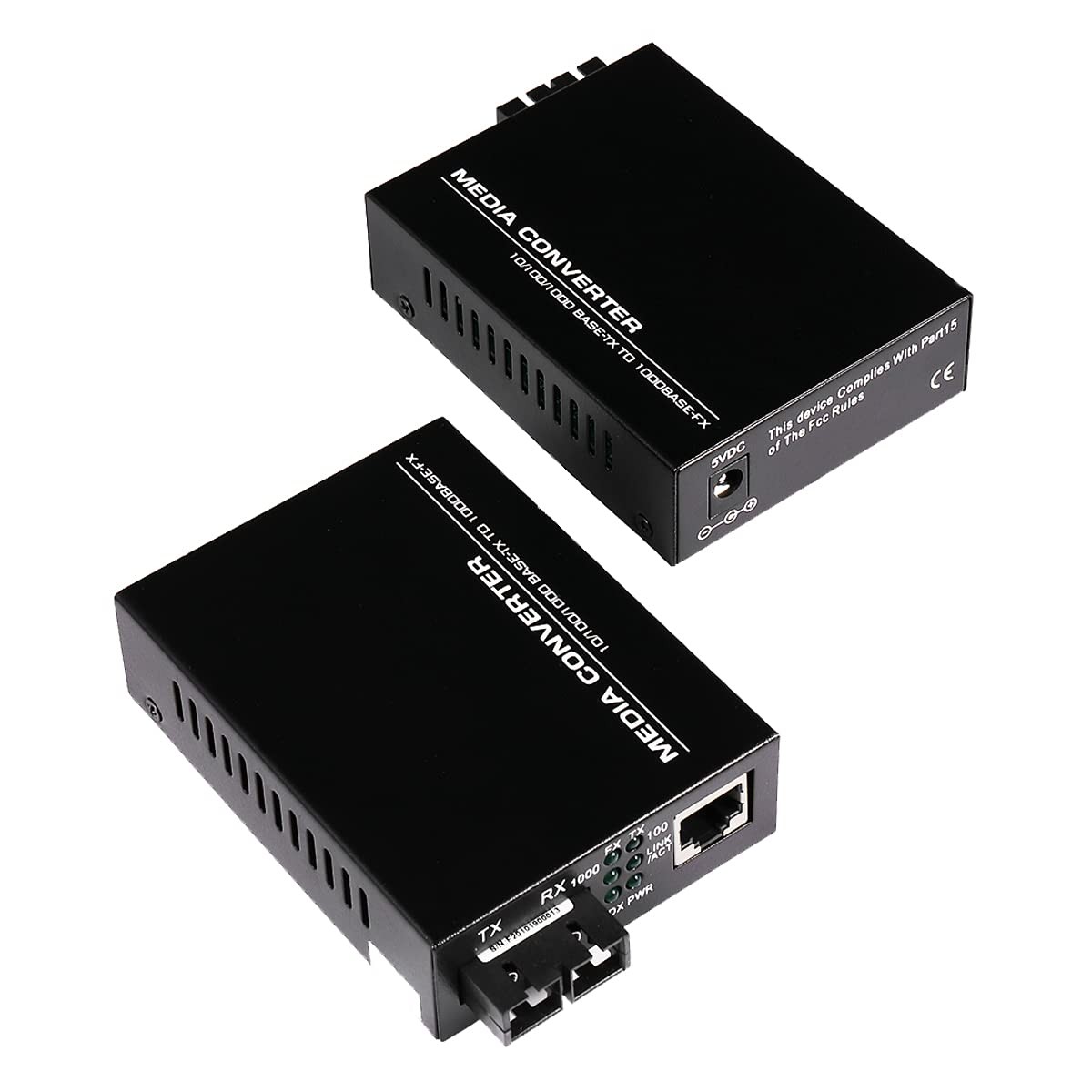 2 PCS Bidi Single Mode Dual SC Fiber Gigabit Ethernet Media Converter 30km