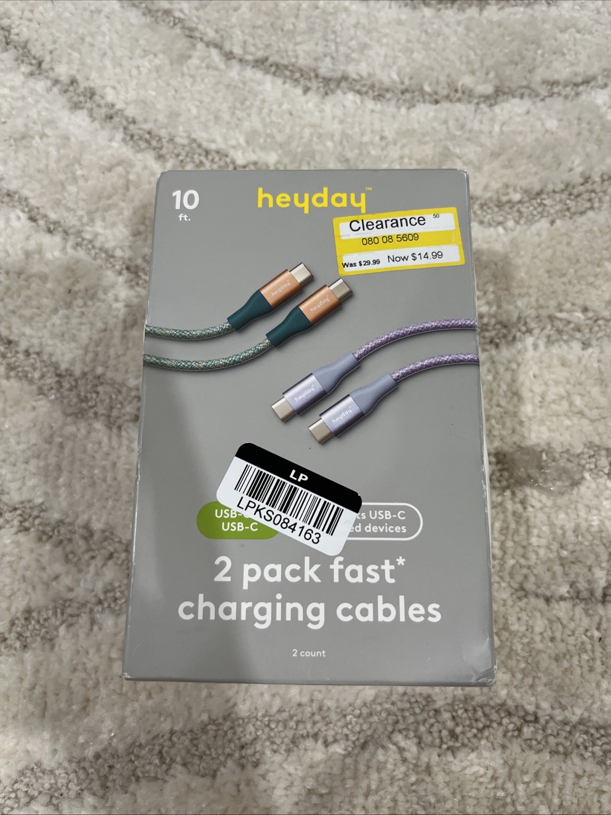 Heyday USB-C to USB-C Cable 10ft 2 Pack Braided Deep Sage & Peri Blue New