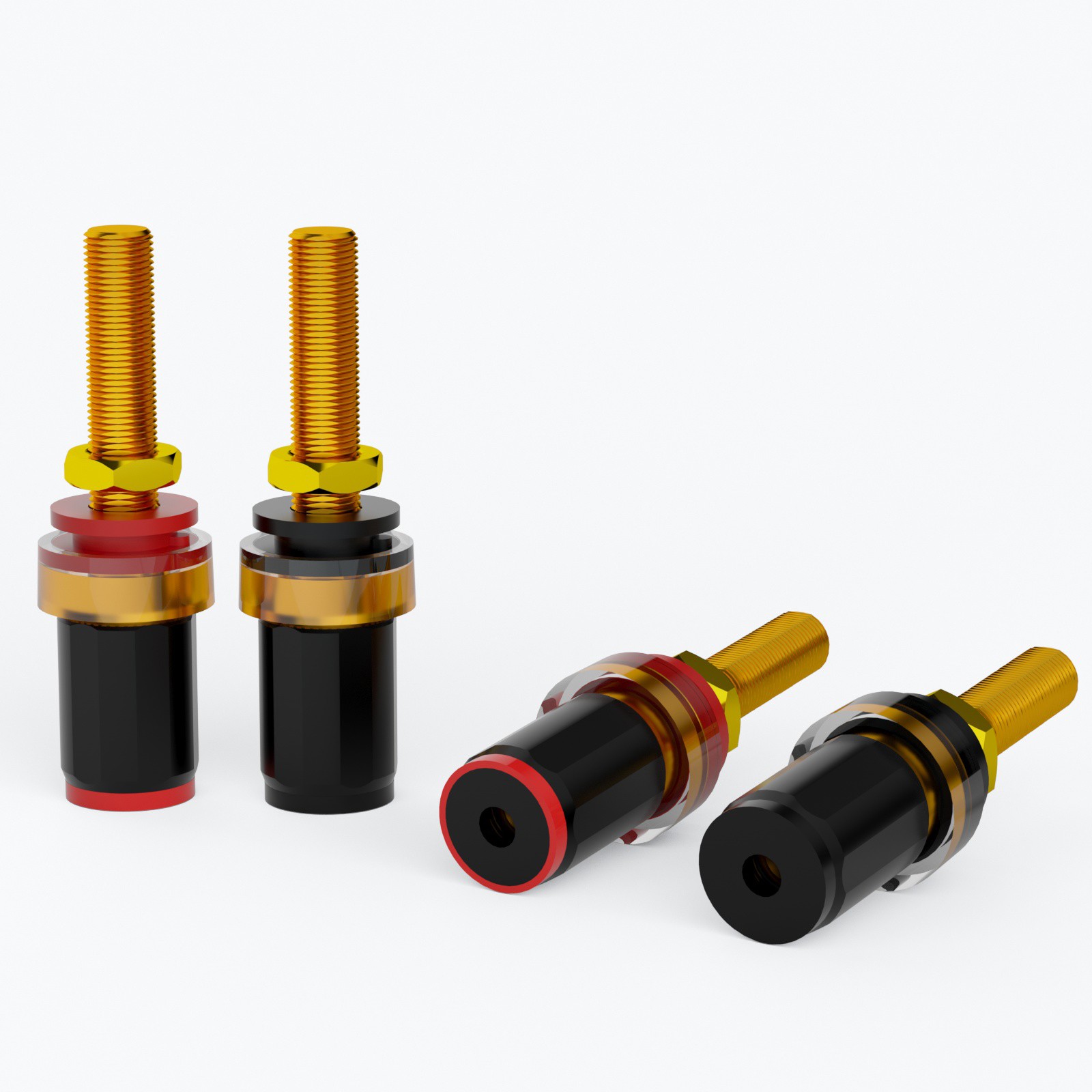 Audiophile 4Pcs 24K Gold Plate Binding Post Terminal HiFI Speaker Connector Plug