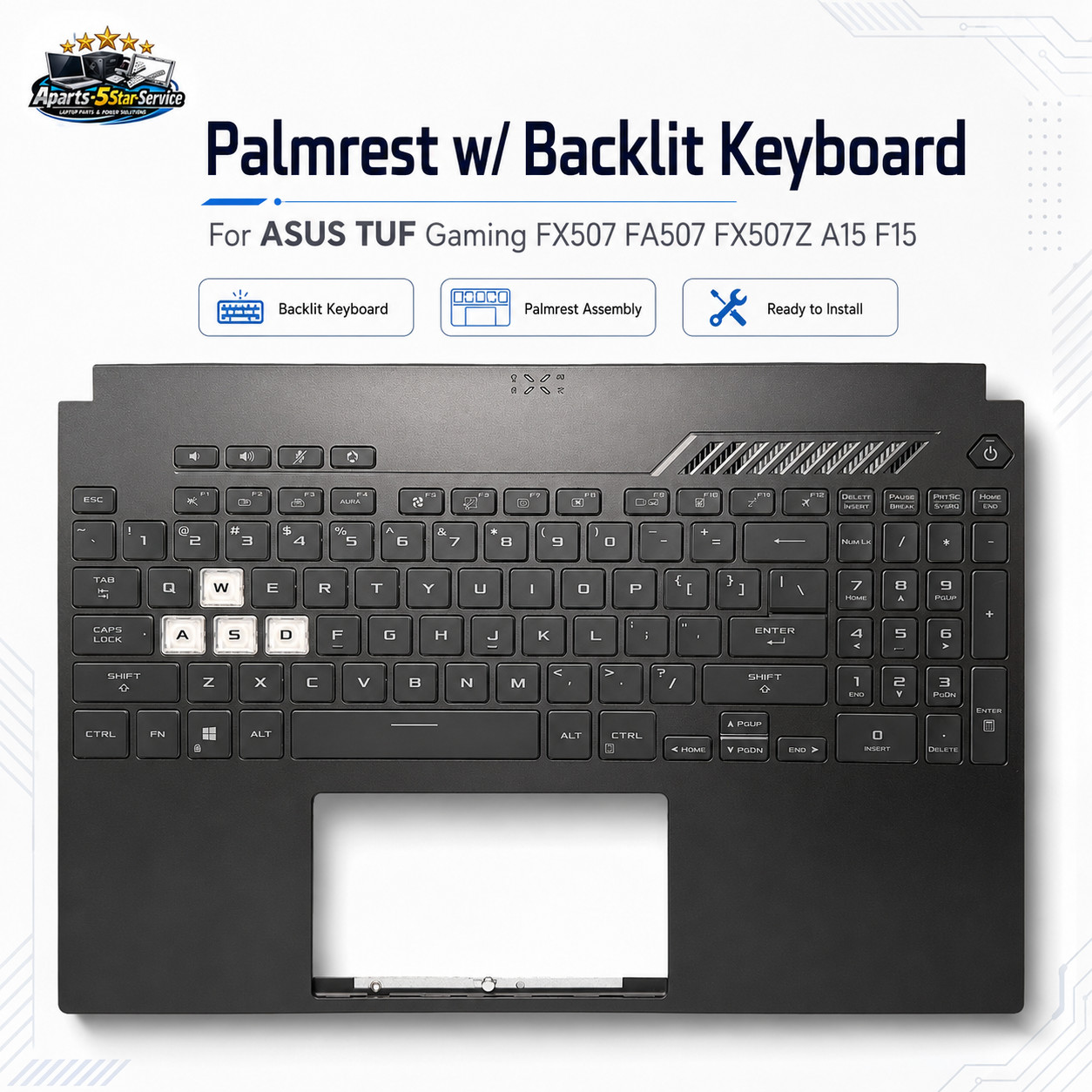 Palmrest w/ Backlit Keyboard for ASUS TUF Gaming FX507 FA507 FX507Z A15 F15