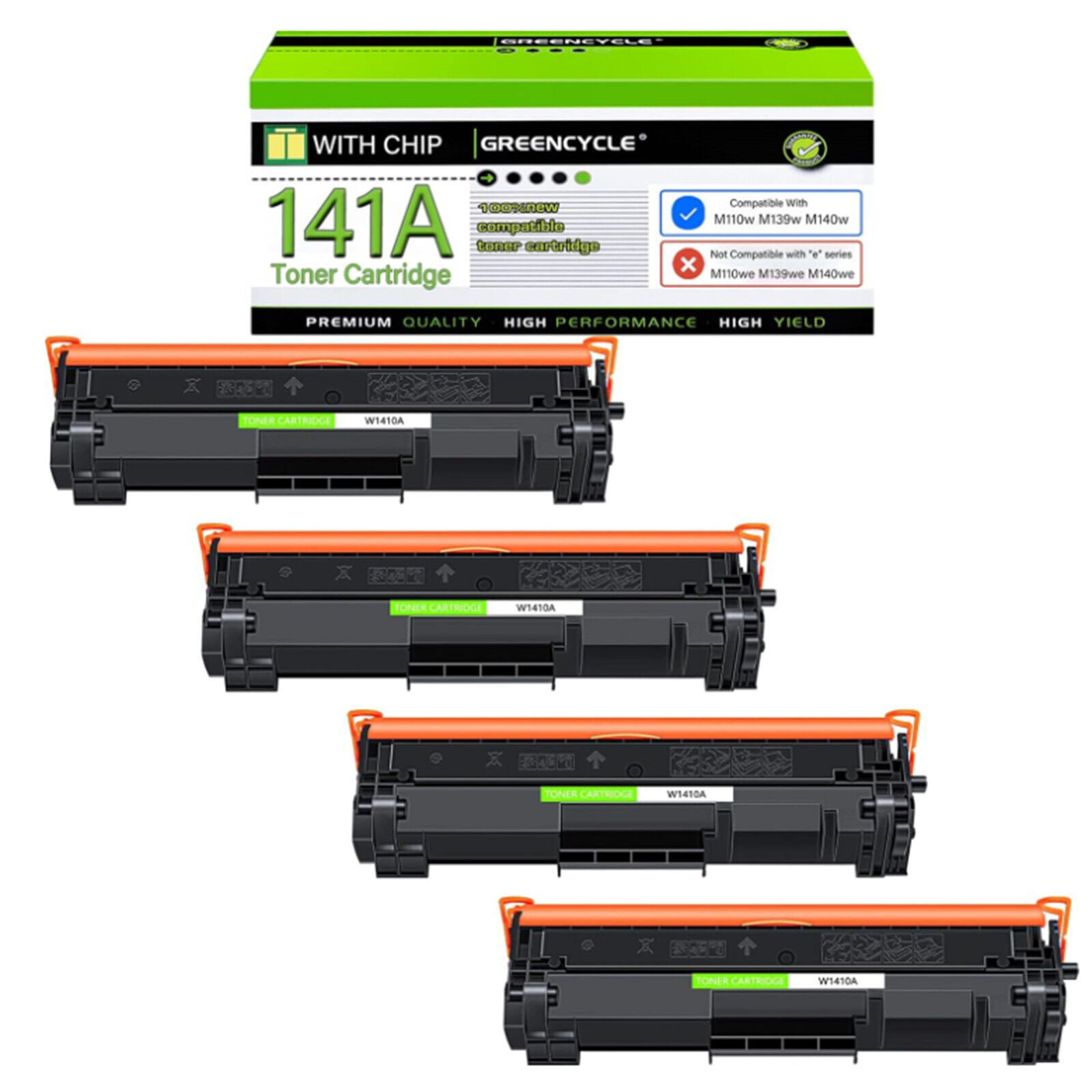 4-Pack Replacement for HP W1410A Black Toner Cartridge Work with M110w MFP M139w