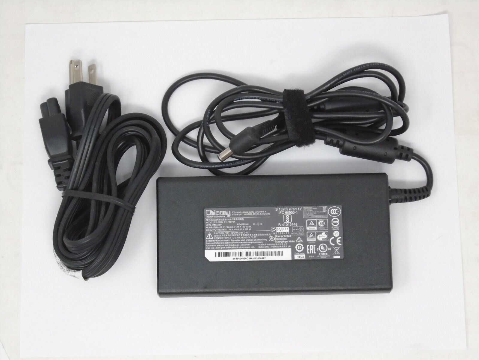 Genuine Replacement Chicony Laptop Charger AC Power Adapter - A17-180P4A - VG