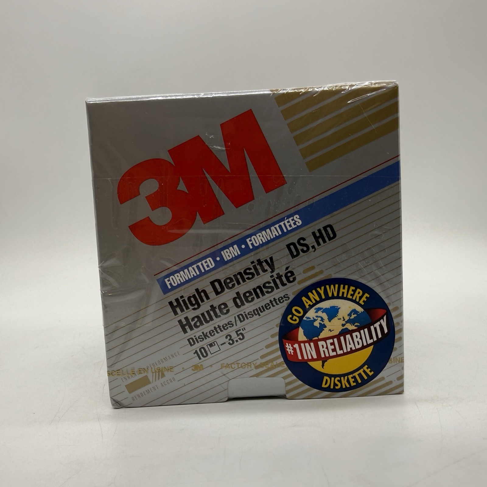 3M High Density DS HD 3.5" Diskettes Box of 10 Floppy Disks NOS Sealed 1994 Lot