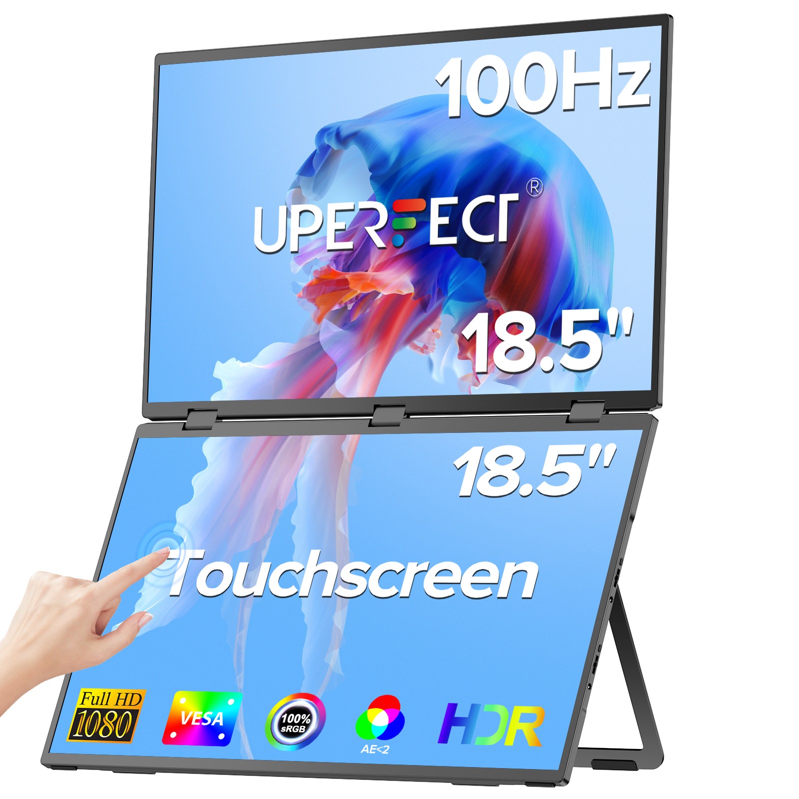 UPERFECT Delta Touch 18.5" 100Hz Touchscreen Portable Monitor Dual Screen w/VESA