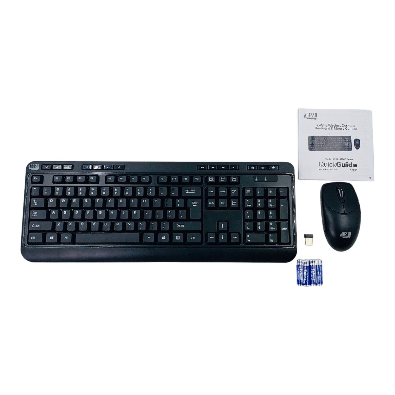Adesso Antimicrobial Wireless Desktop Keyboard & Mouse, Black