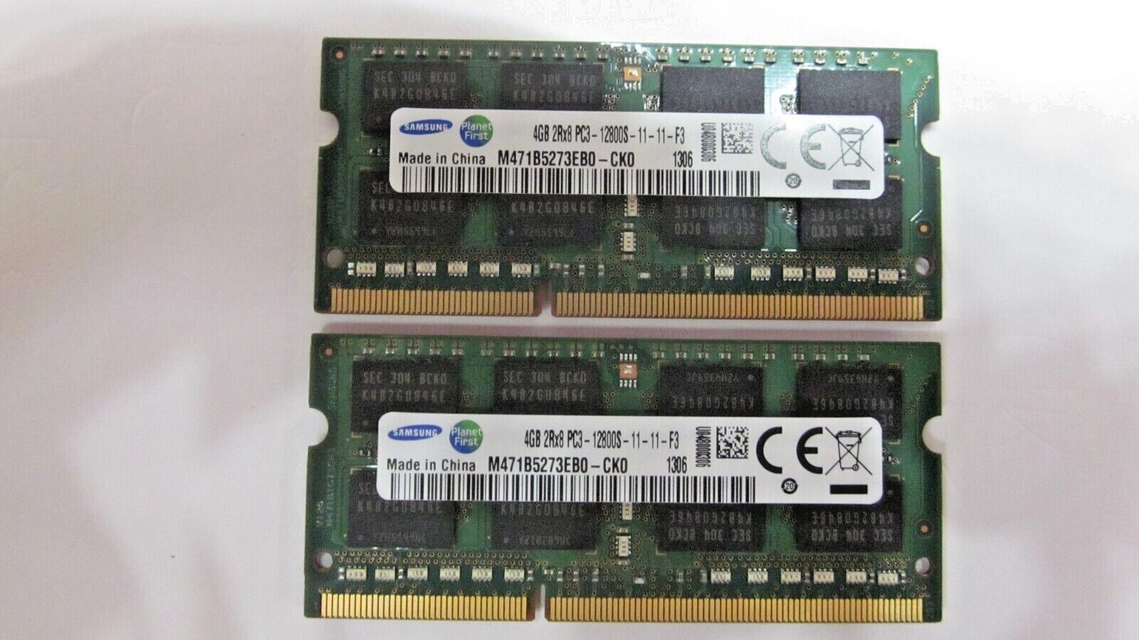 2pcs  Samsung M471B5273EB0-CK0 4GB Each PC3-12800 DDR3-1600 Laptop Ram 8GB Total