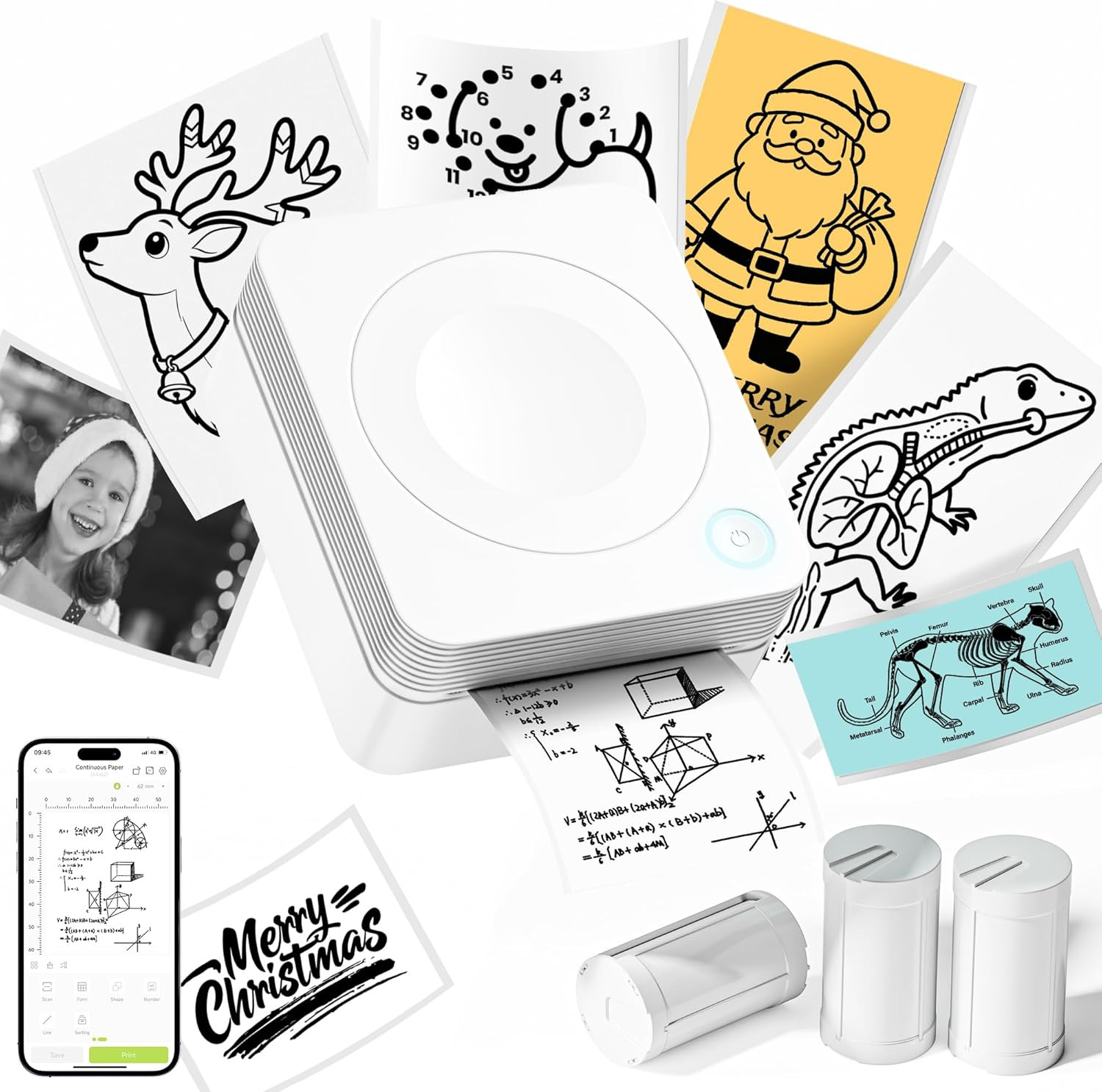 Sticker Printer, PM230 Mini Printer, Bluetooth Sticker Maker Machine with 3 Roll